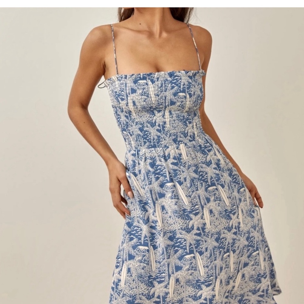 Reformation Sable Dress Blue Surfboard XS